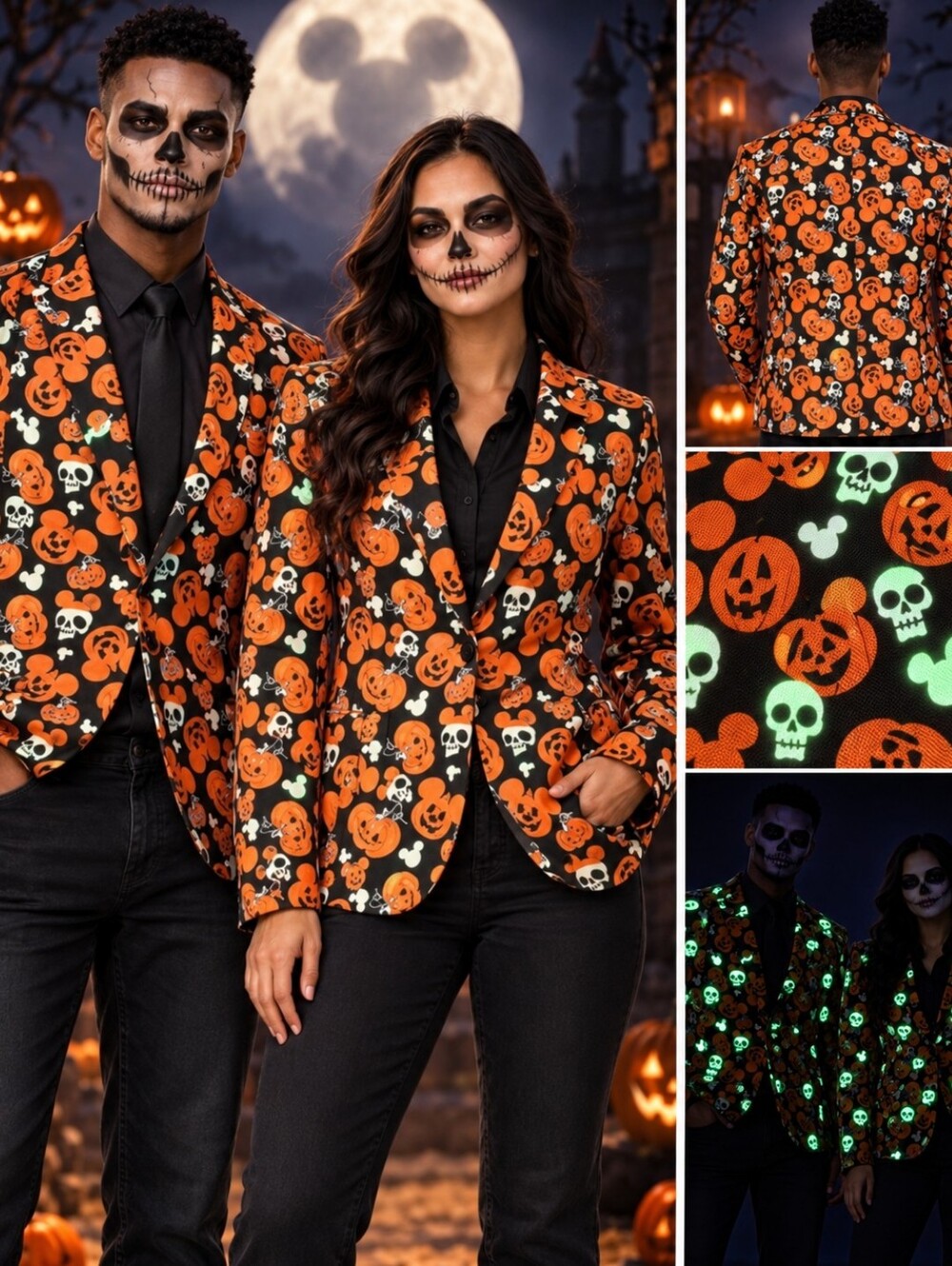 Nwt Disney Mickey Mouse Pumpkin Glow-In-The-Dark Blazer Jacket Large Extra L